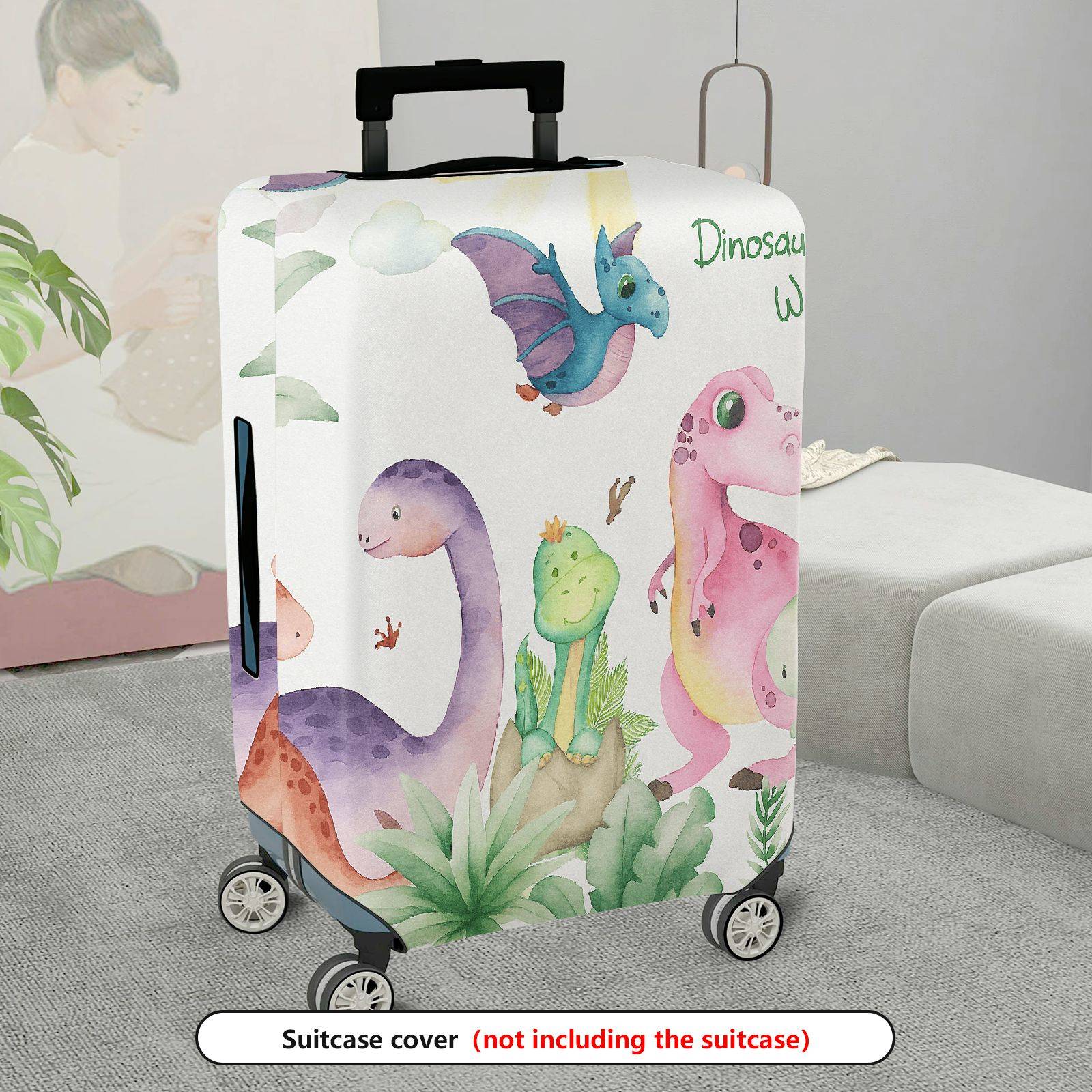 1-Piece Colorful Dinosaur Plant Animal Cute  Suitcase Luggage Cover, Stretch Protective Sleeve