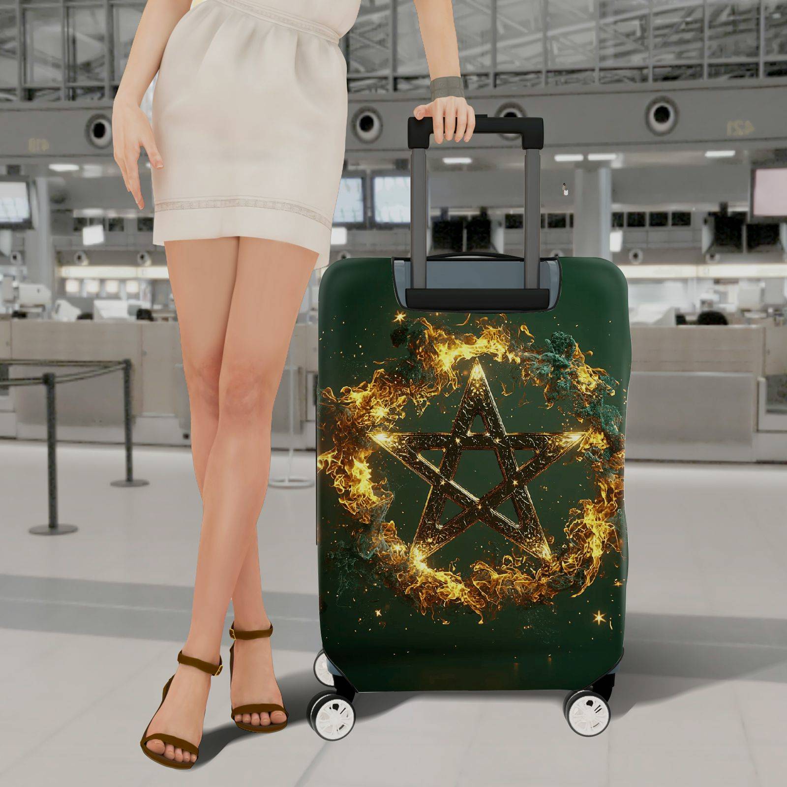 1-Piece Star Fire Magic Cosmic Celestial Mystical  Suitcase Luggage Cover, Stretch Protective Sleeve