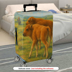 1-Piece Bison Calves Prairie Landscape Nature Wildlife Artistic  Suitcase Luggage Cover, Stretch Protective Sleeve