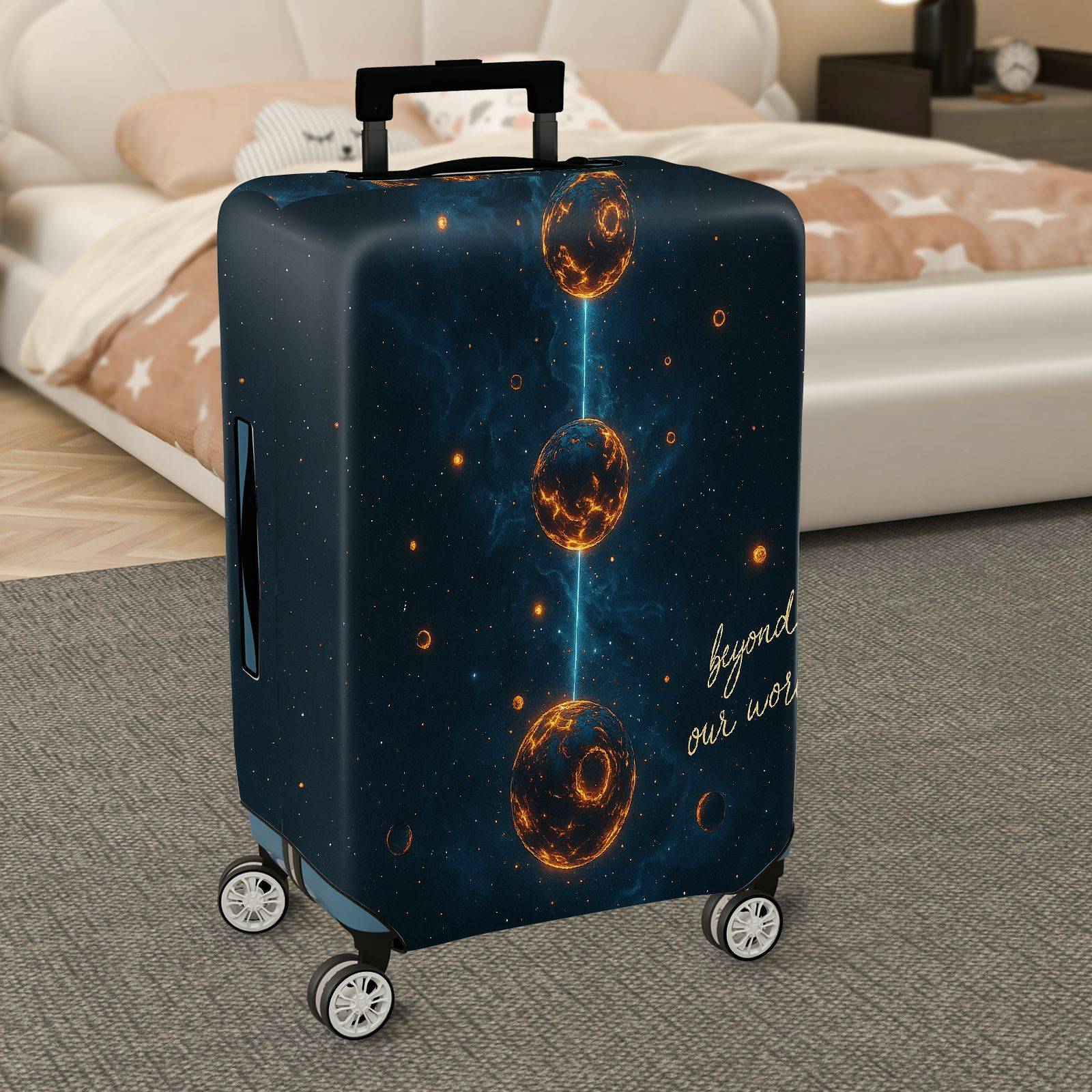 1-Piece Cosmic Galaxy Space Planet Pattern  Suitcase Luggage Cover, Stretch Protective Sleeve