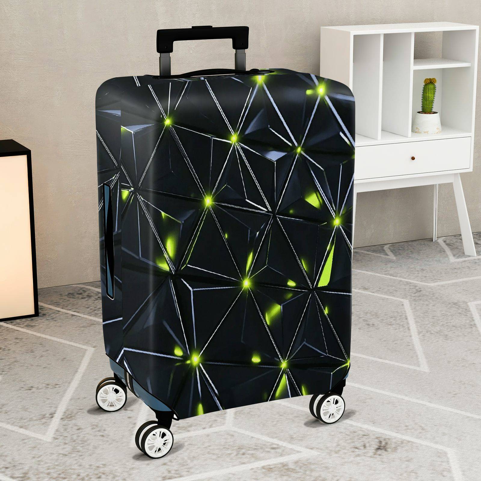 1-Piece Geometric  Luminous Reflective Modern Abstract  Suitcase Luggage Cover, Stretch Protective Sleeve