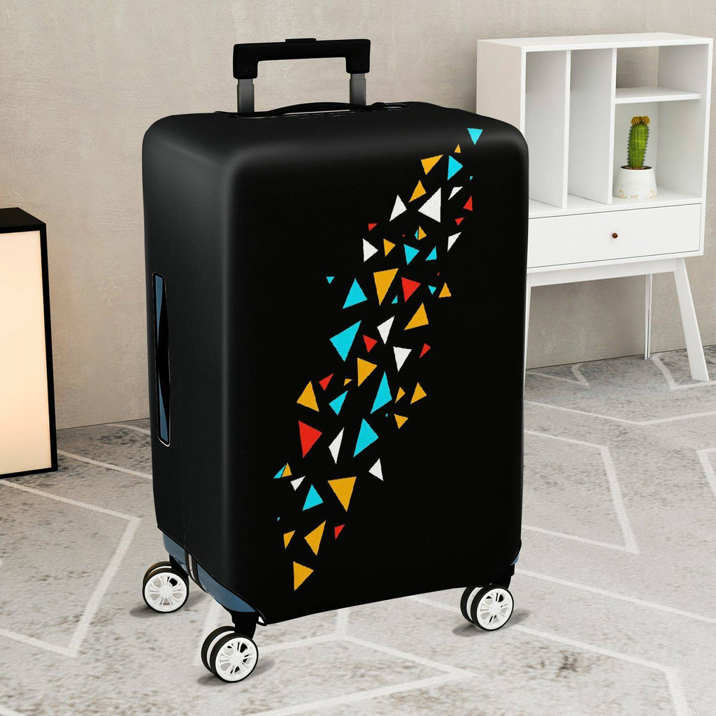 1-Piece Black Colorful Geometric Triangle Pattern  Suitcase Luggage Cover, Stretch Protective Sleeve