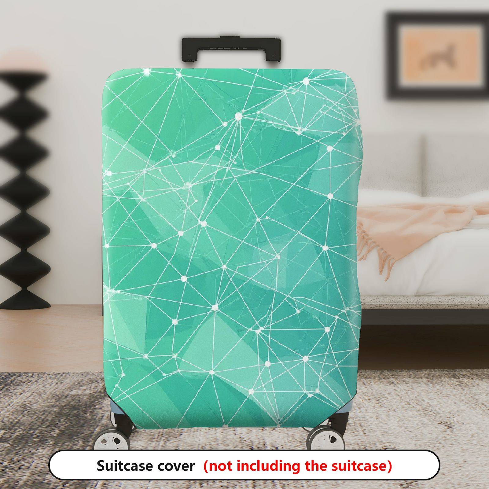 1-Piece Geometric Teal Lattice Abstract Modern Stylish  Suitcase Luggage Cover, Stretch Protective Sleeve