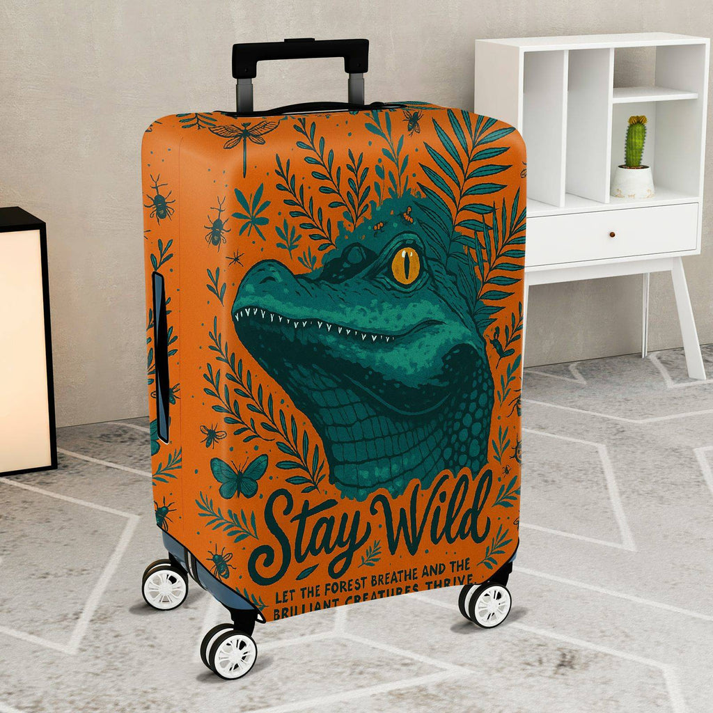1-Piece Alligator Jungle Wild Nature Adventure Stay Wild  Suitcase Luggage Cover, Stretch Protective Sleeve