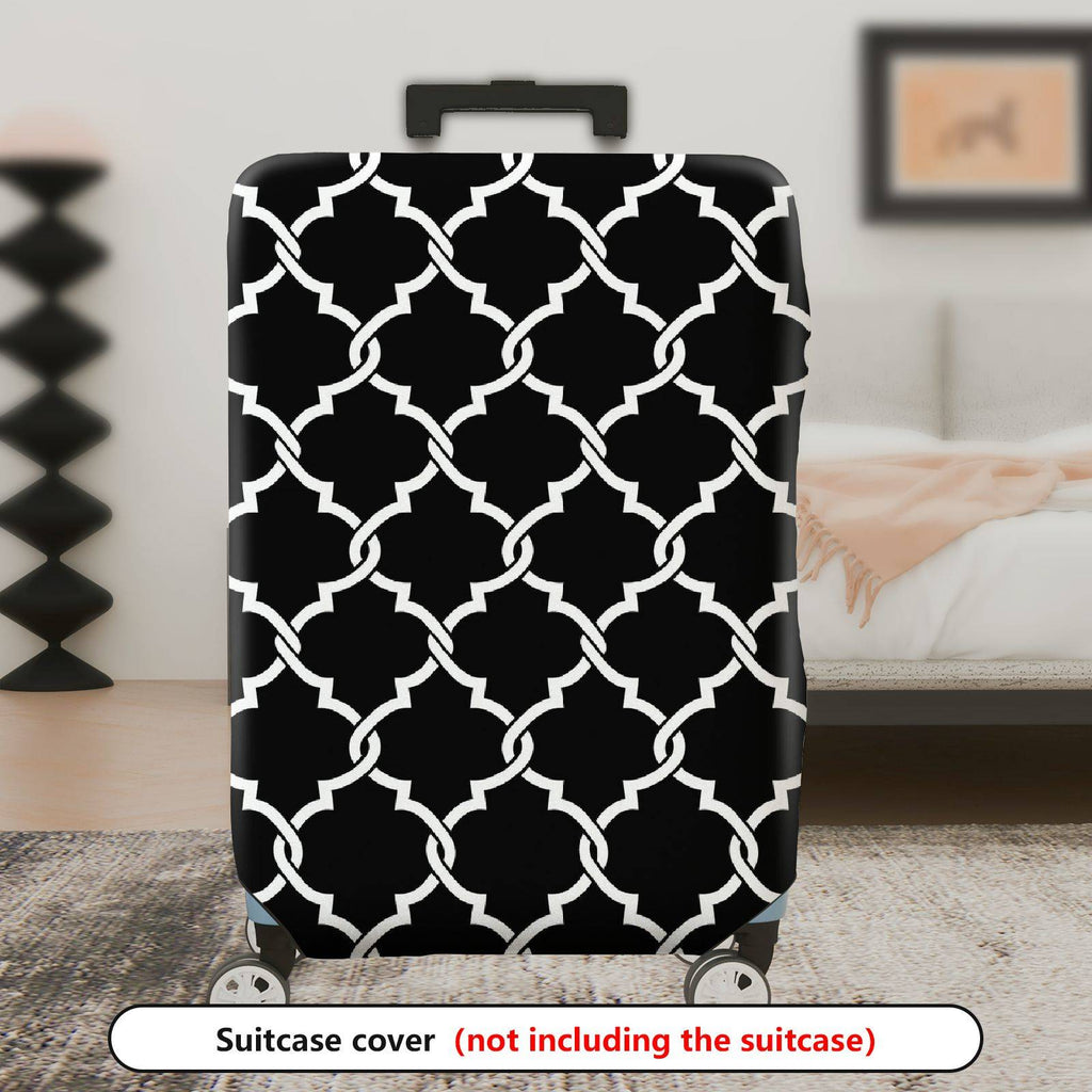 1-Piece Black Geometric Pattern Elegant Stylish Contemporary Modern  Suitcase Luggage Cover, Stretch Protective Sleeve