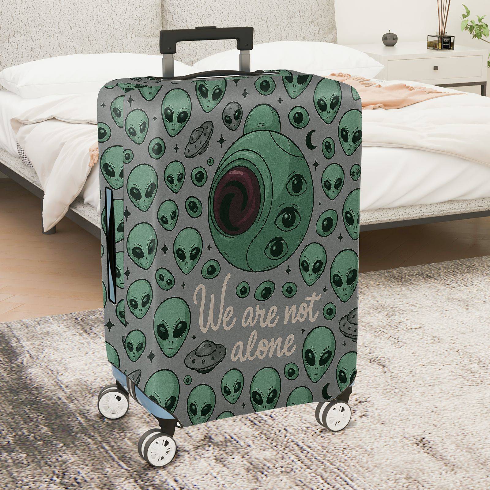 1-Piece Alien  Space Outer World Cosmic  Suitcase Luggage Cover, Stretch Protective Sleeve