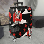 1-Piece Crane Red Sun Cloud Maple Leaves Wave  Suitcase Luggage Cover, Stretch Protective Sleeve
