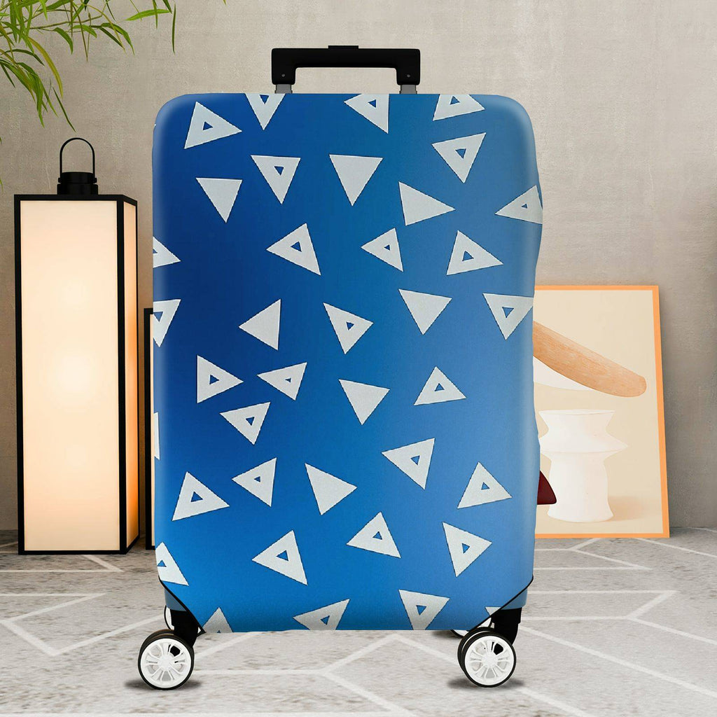 1-Piece Blue Vibrant Geometric Triangle Pattern Stylish Durable  Suitcase Luggage Cover, Stretch Protective Sleeve