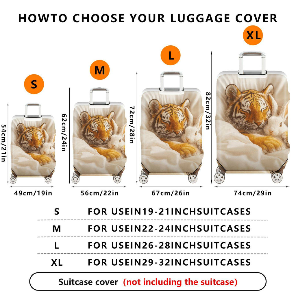 1-Piece Animal Tiger Rabbit Cozy Cute Stylish Warm  Suitcase Luggage Cover, Stretch Protective Sleeve