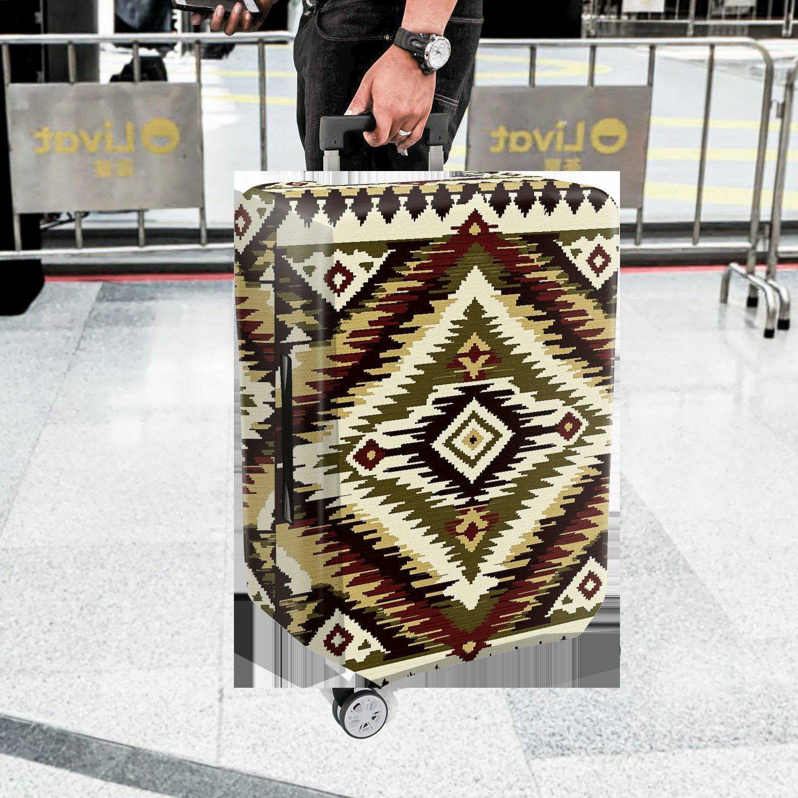 1-Piece Geometric Ethnic Tribal Southwestern Aztec  Suitcase Luggage Cover, Stretch Protective Sleeve