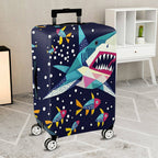 1-Piece Geometric Colorful Shark Ocean Fish Underwater  Suitcase Luggage Cover, Stretch Protective Sleeve