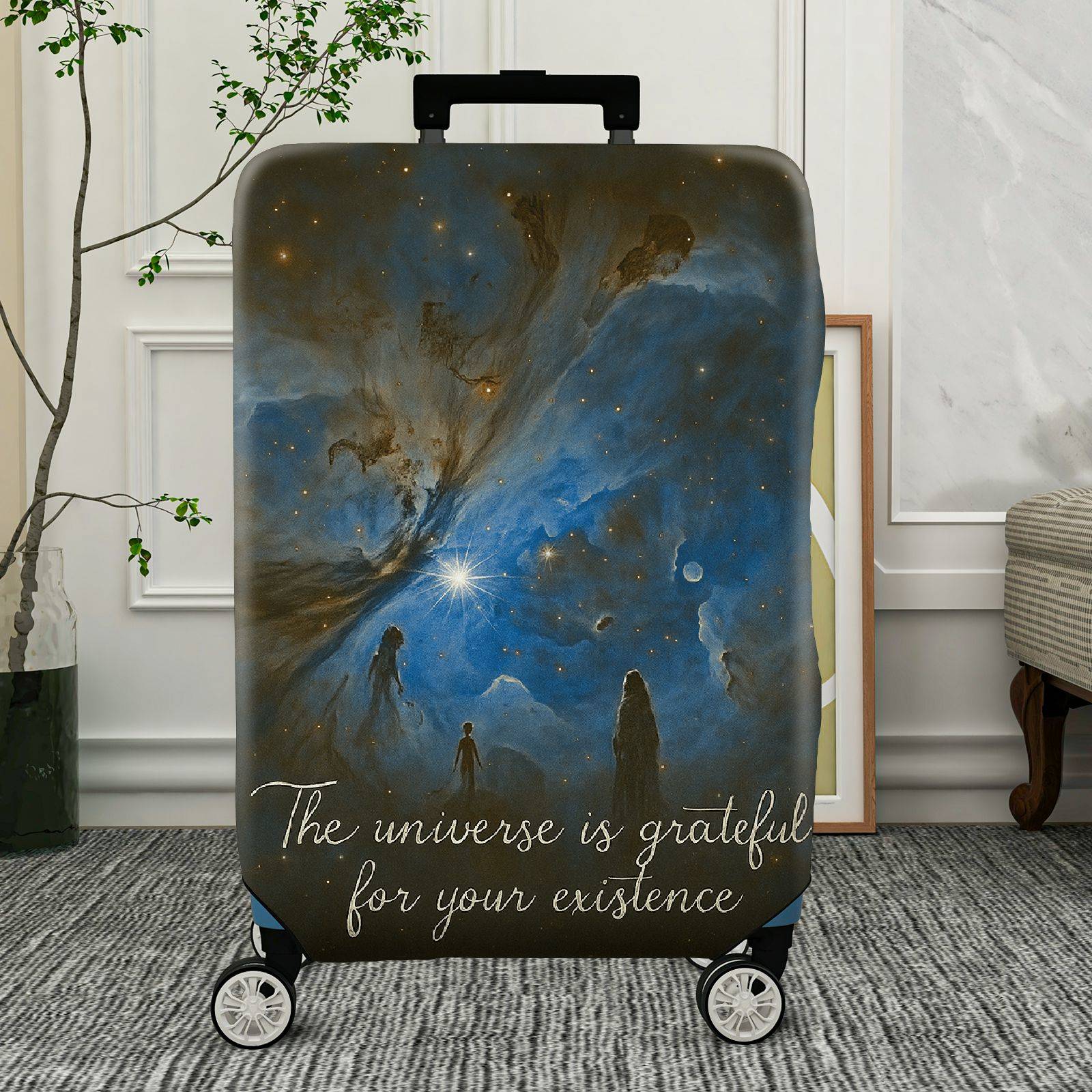 1-Piece Cosmic Galaxy Star Space Universe Quote  Suitcase Luggage Cover, Stretch Protective Sleeve