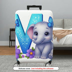 1-Piece Butterfly Floral Elephant Monogram Vibrant Letter  Suitcase Luggage Cover, Stretch Protective Sleeve