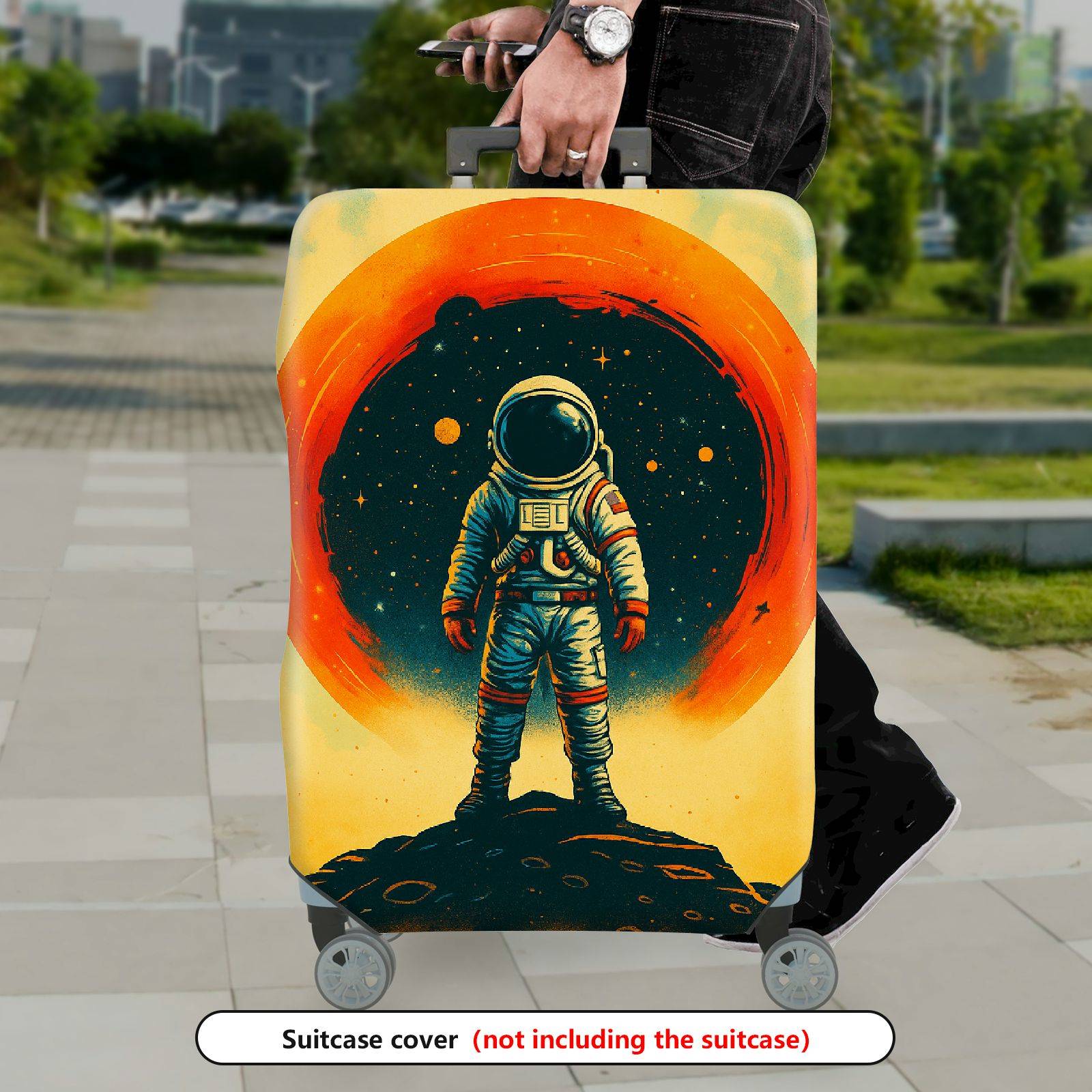 1-Piece Astronaut Space Galaxy Planet Universe Cosmic  Suitcase Luggage Cover, Stretch Protective Sleeve
