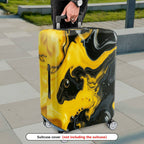 1-Piece Abstract Swirl Yellow Black Marble Art  Suitcase Luggage Cover, Stretch Protective Sleeve