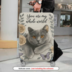 1-Piece Floral Cat Rose Butterfly Artistic  Suitcase Luggage Cover, Stretch Protective Sleeve