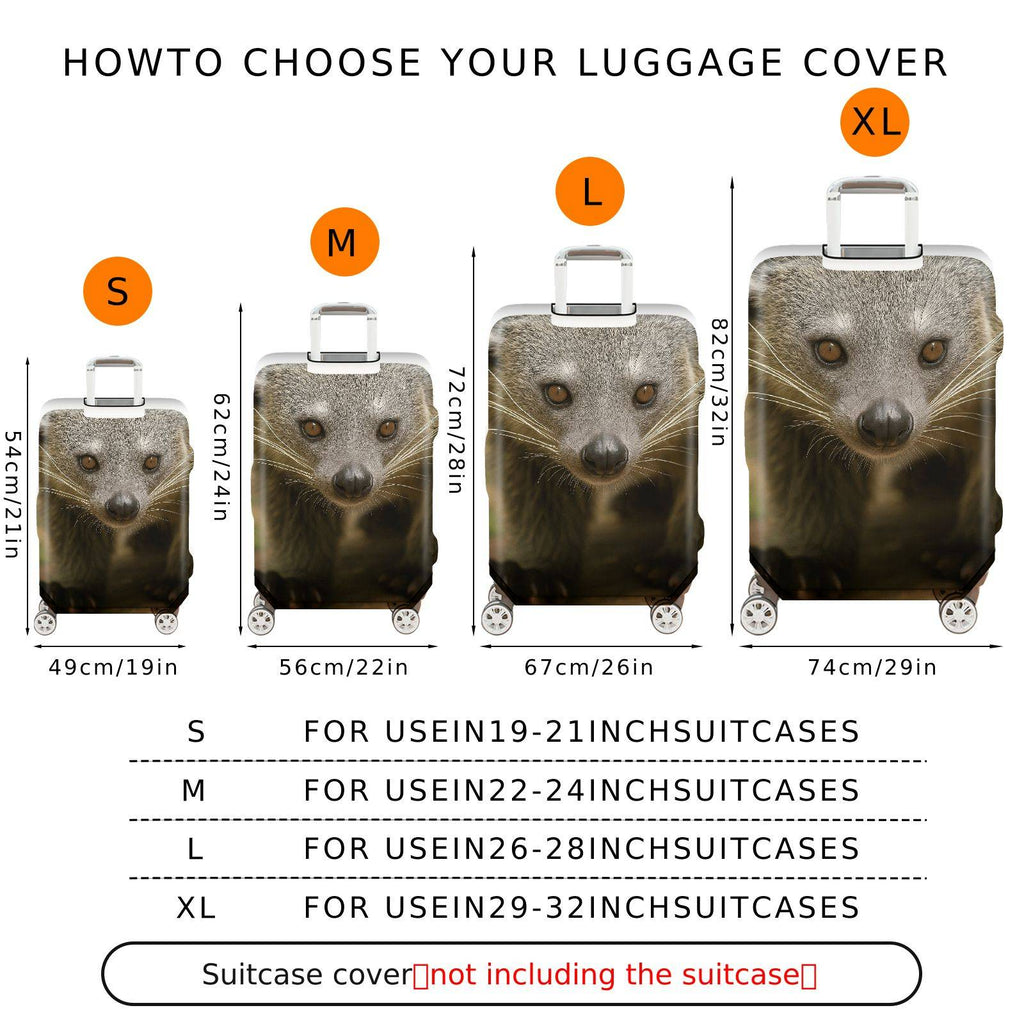 1-Piece Animal Wildlife Close-up Nature Photography Gray  Suitcase Luggage Cover, Stretch Protective Sleeve