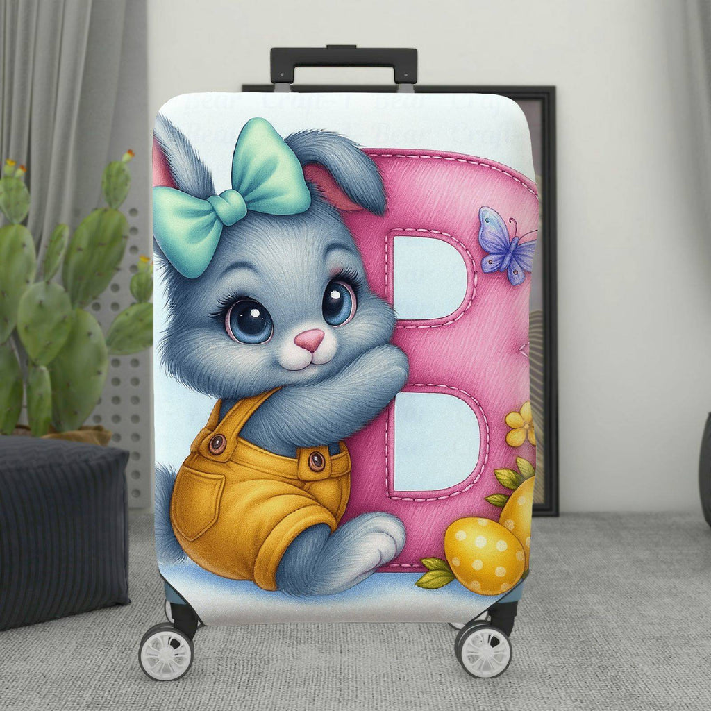 1-Piece Cute Rabbit Easter Art Colorful Decorative  Suitcase Luggage Cover, Stretch Protective Sleeve