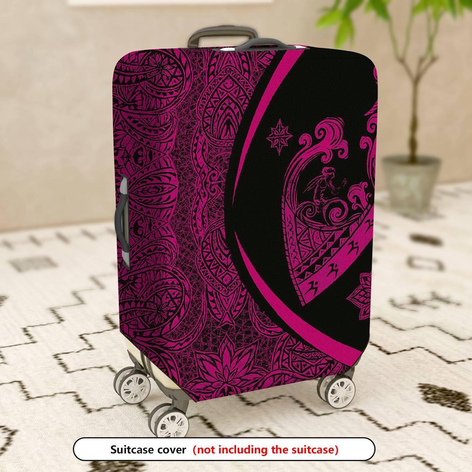 1-Piece Artistic Bohemian Pink Tribal Floral Mandala  Suitcase Luggage Cover, Stretch Protective Sleeve