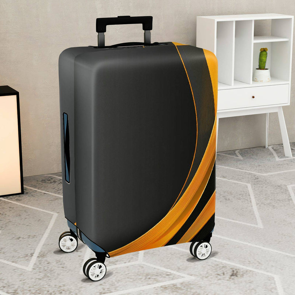 1-Piece Black Gold Geometric Abstract Modern Sleek  Suitcase Luggage Cover, Stretch Protective Sleeve