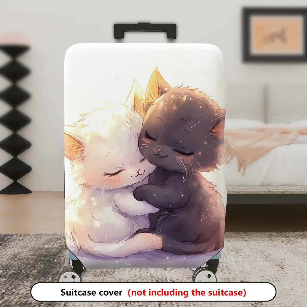 1-Piece Adorable Cat Love Hug Cuddling Cute Animal  Suitcase Luggage Cover, Stretch Protective Sleeve